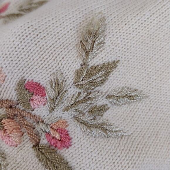 Vintage Heirloom Collectibles Embroidered Cream Floral Bird Cottagecore Cardigan - Picture 14 of 15